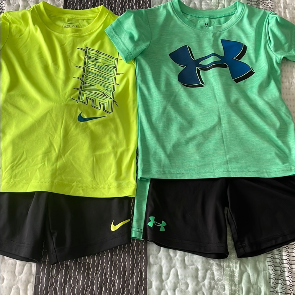 Nike and Under Armour Kids' Activewear Set. Dry fit . 2 Matching sets